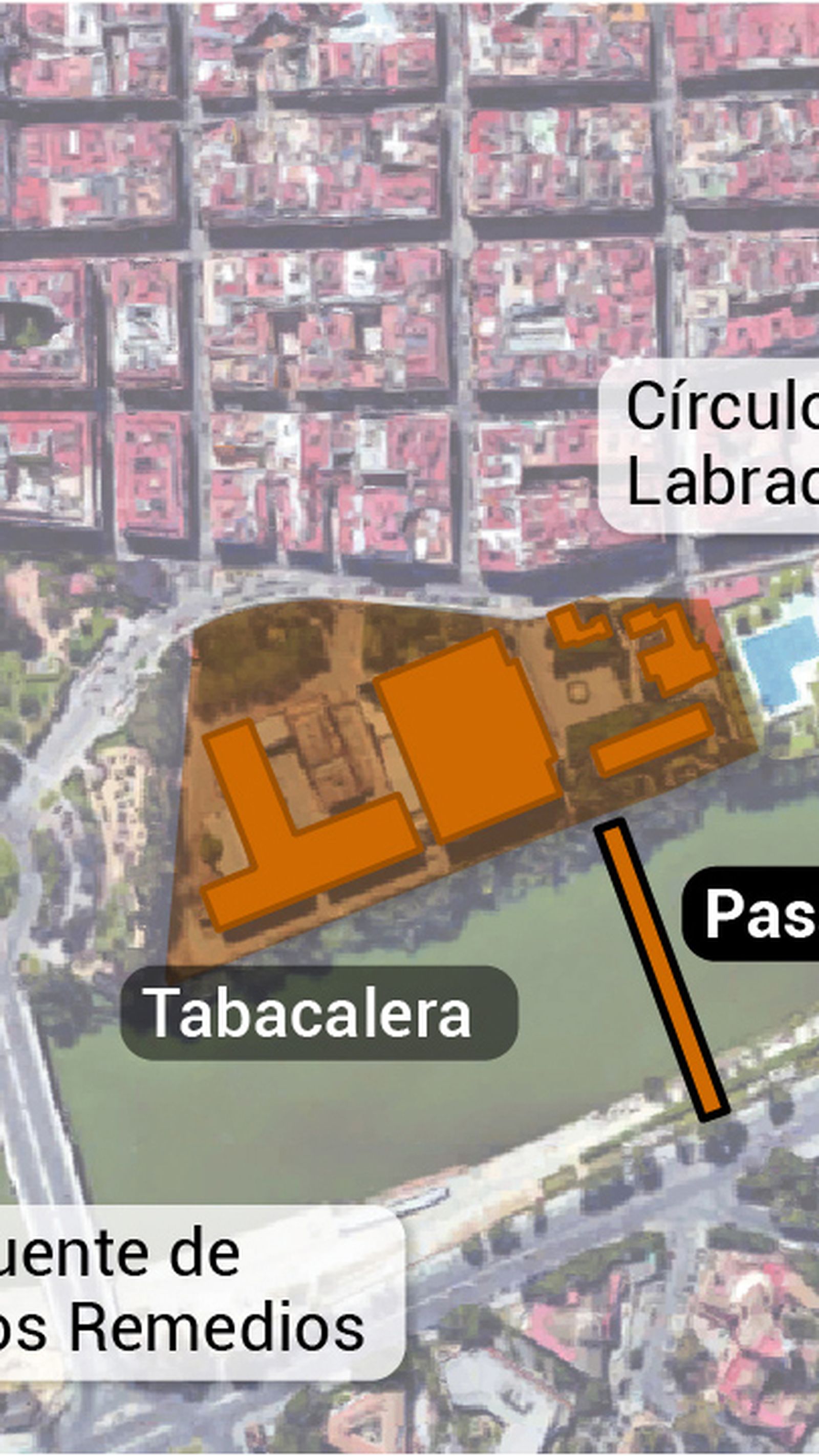 Localización de la pasarela de Altadis-Tabacalera