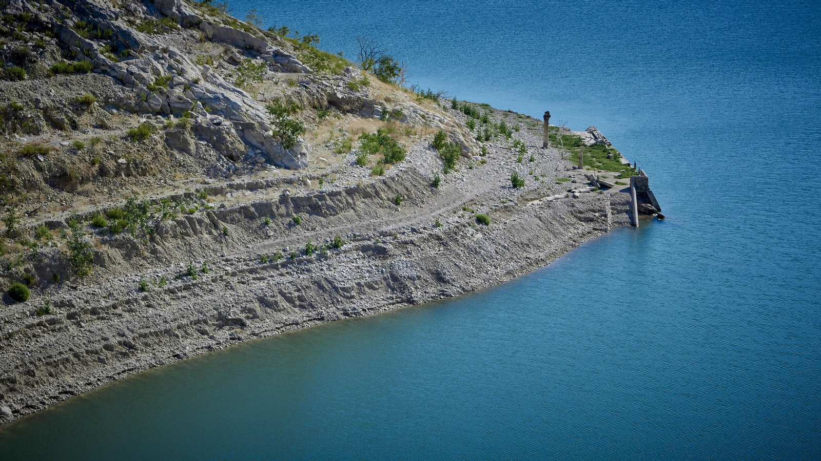 Imagen del nivel de agua en el embalse de Hurones en Cádiz.