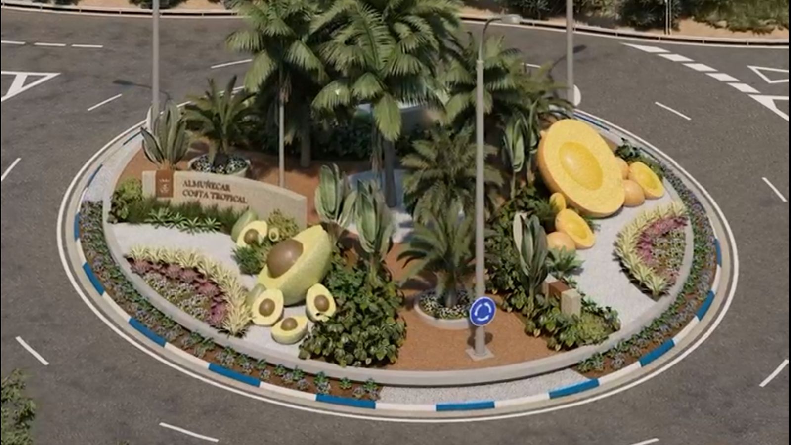 Almuñécar presenta en Fitur la remodelación de las rotondas de acceso con motivos tropicales
