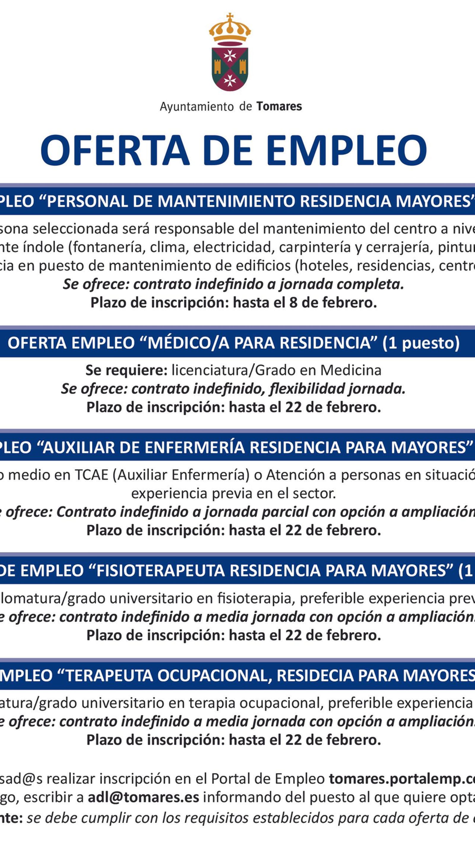 Tomares ofrece diez puestos de trabajo para la residencia de mayores Reifs que abrirá próximamente