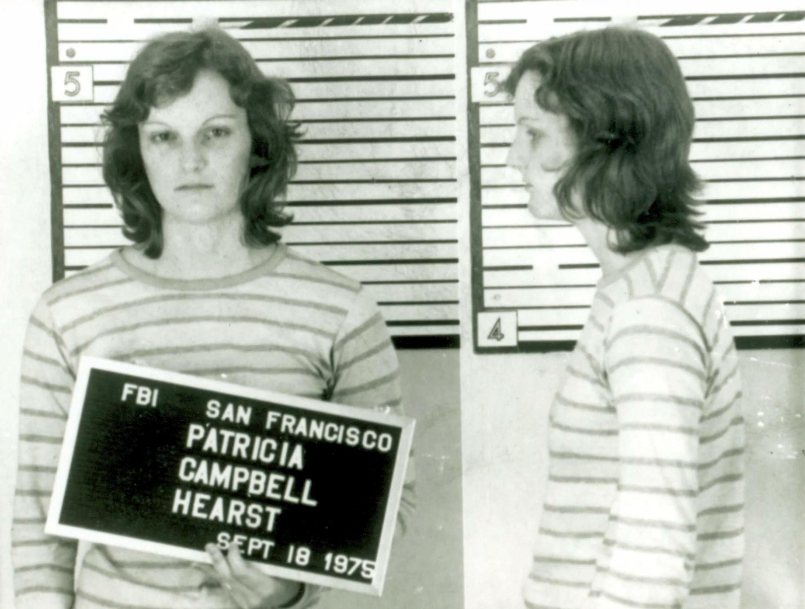 Fotografía divulgada por el FBI donde se muestra una composición de dos fotografías de registro policial de Patricia Campbell Hearst tras su arresto el 18 de septiembre de 1975 en San Francisco, California (EEUU).