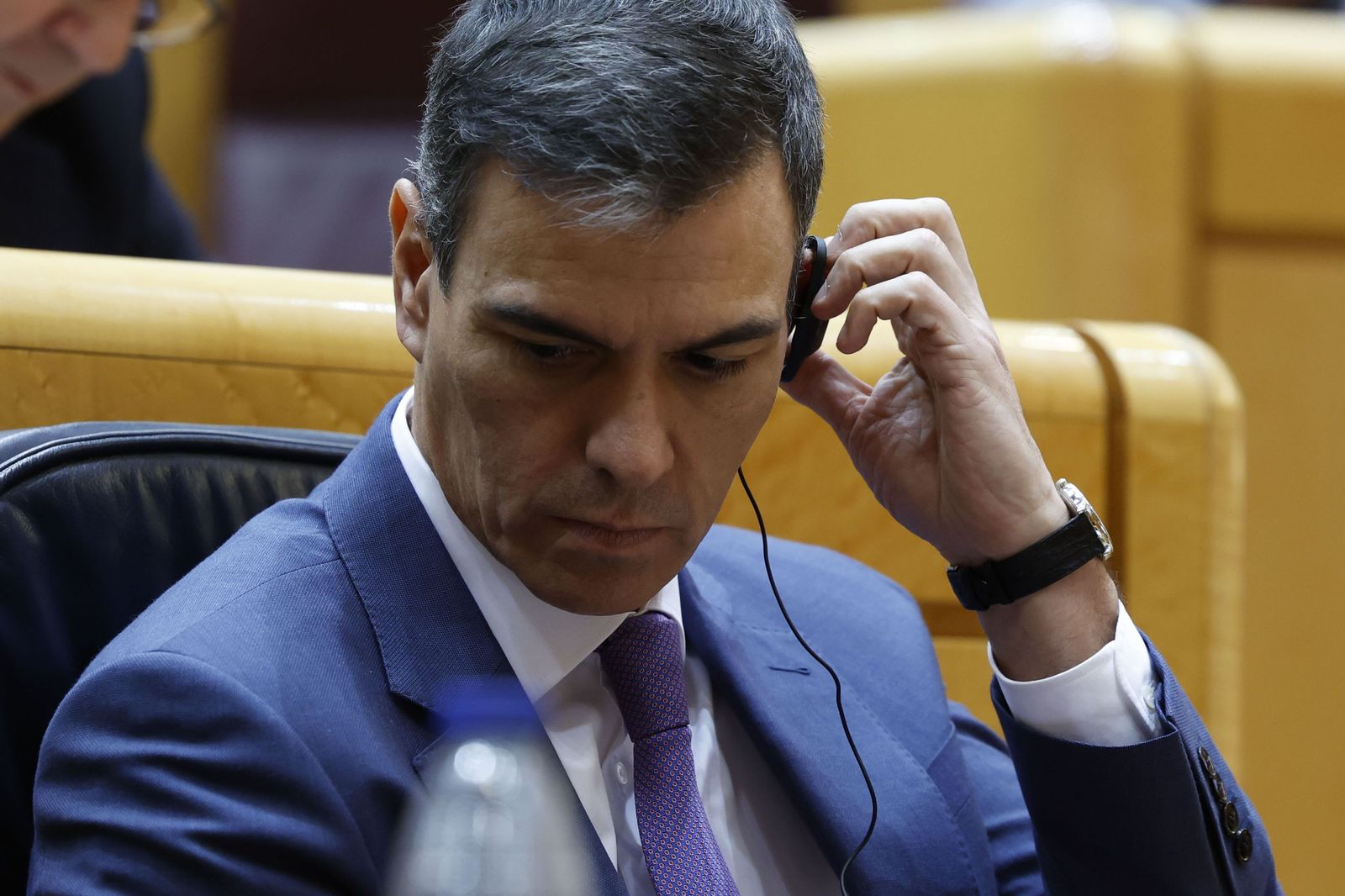 El presidente del Gobierno, Pedro  Sánchez , durante la sesión plenaria del Congreso.