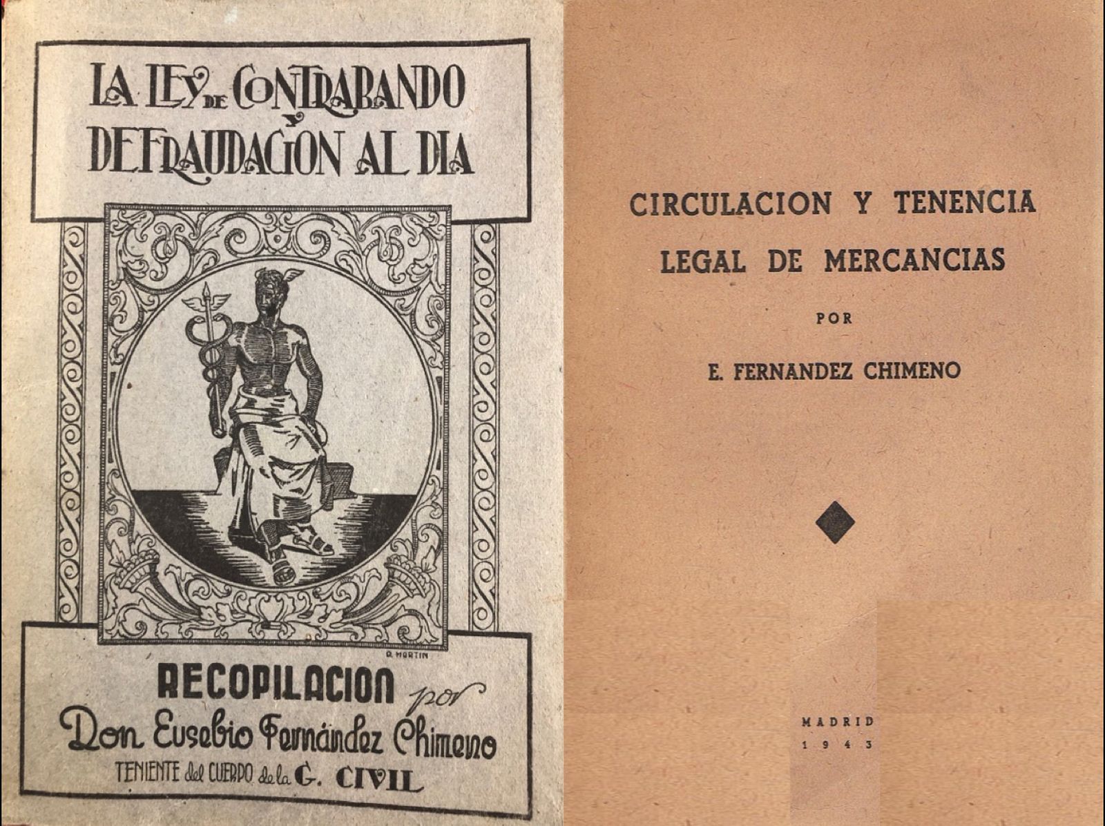 Dos de las obras de 1941 y 1943 del que fue teniente de Carabineros y Guardia Civil Eusebio Fernández Chimeno.