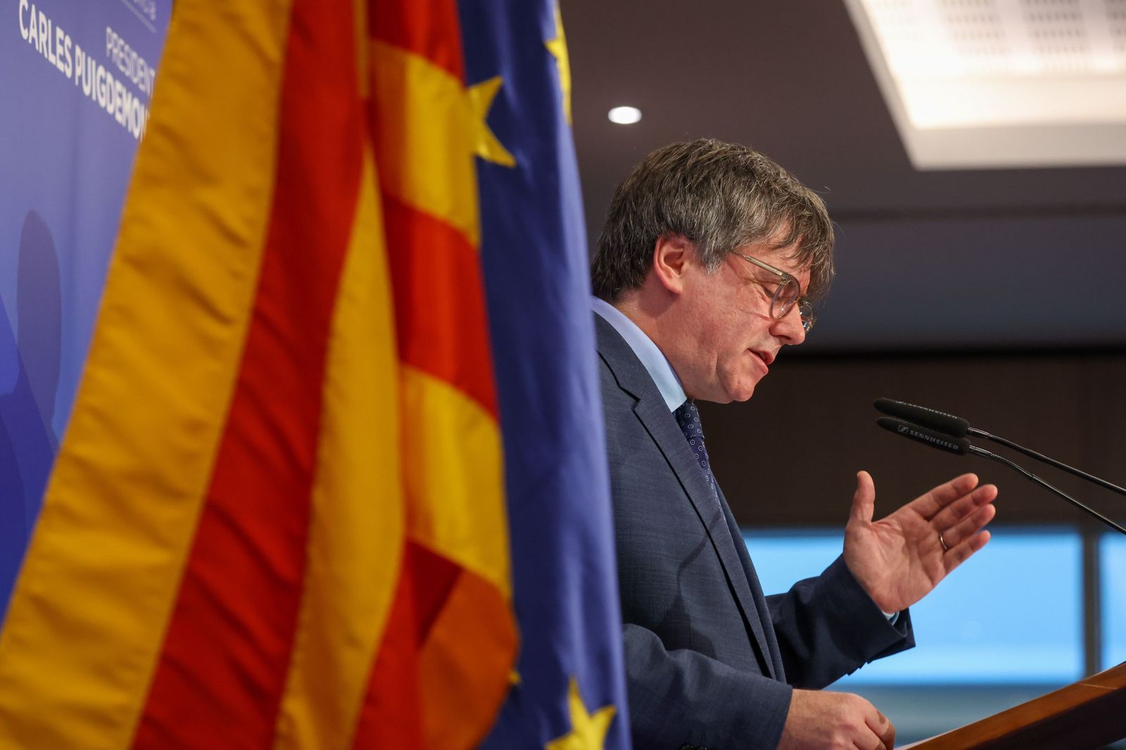 Carles Puigdemont, en rueda de prensa el pasado septiembre tras reunirse con Yolanda Díaz