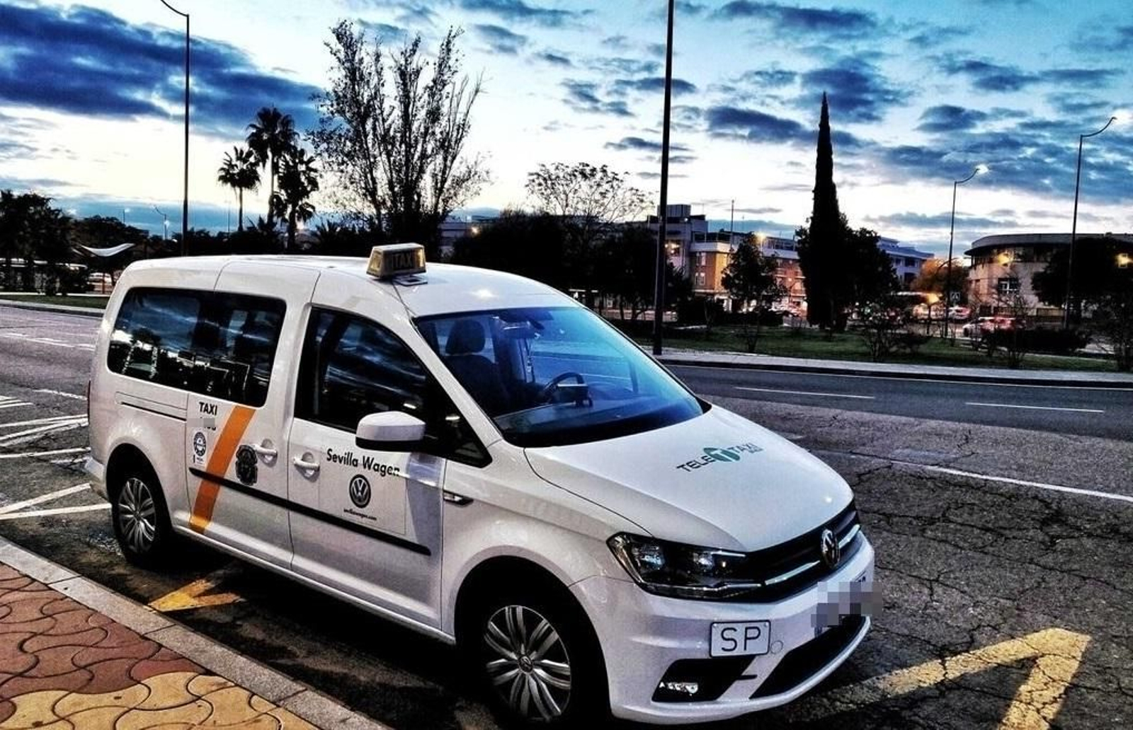 Detalle de un eurotaxi en una calle de la ciudad.