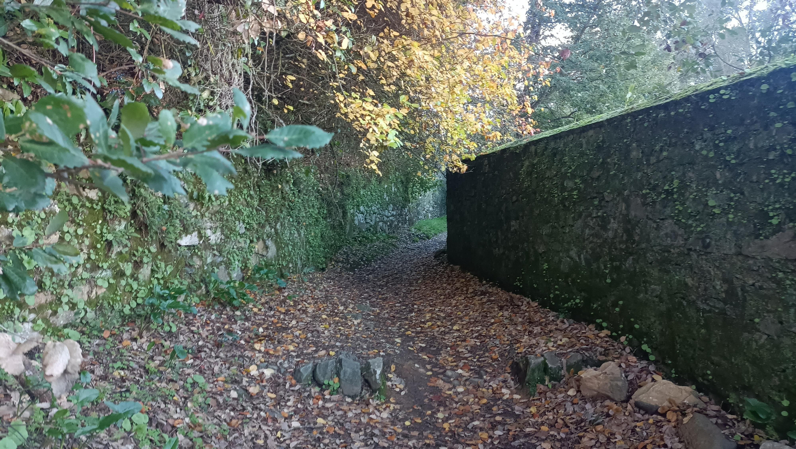 El empedrado da paso a tierra, aunque iremos entre muros.