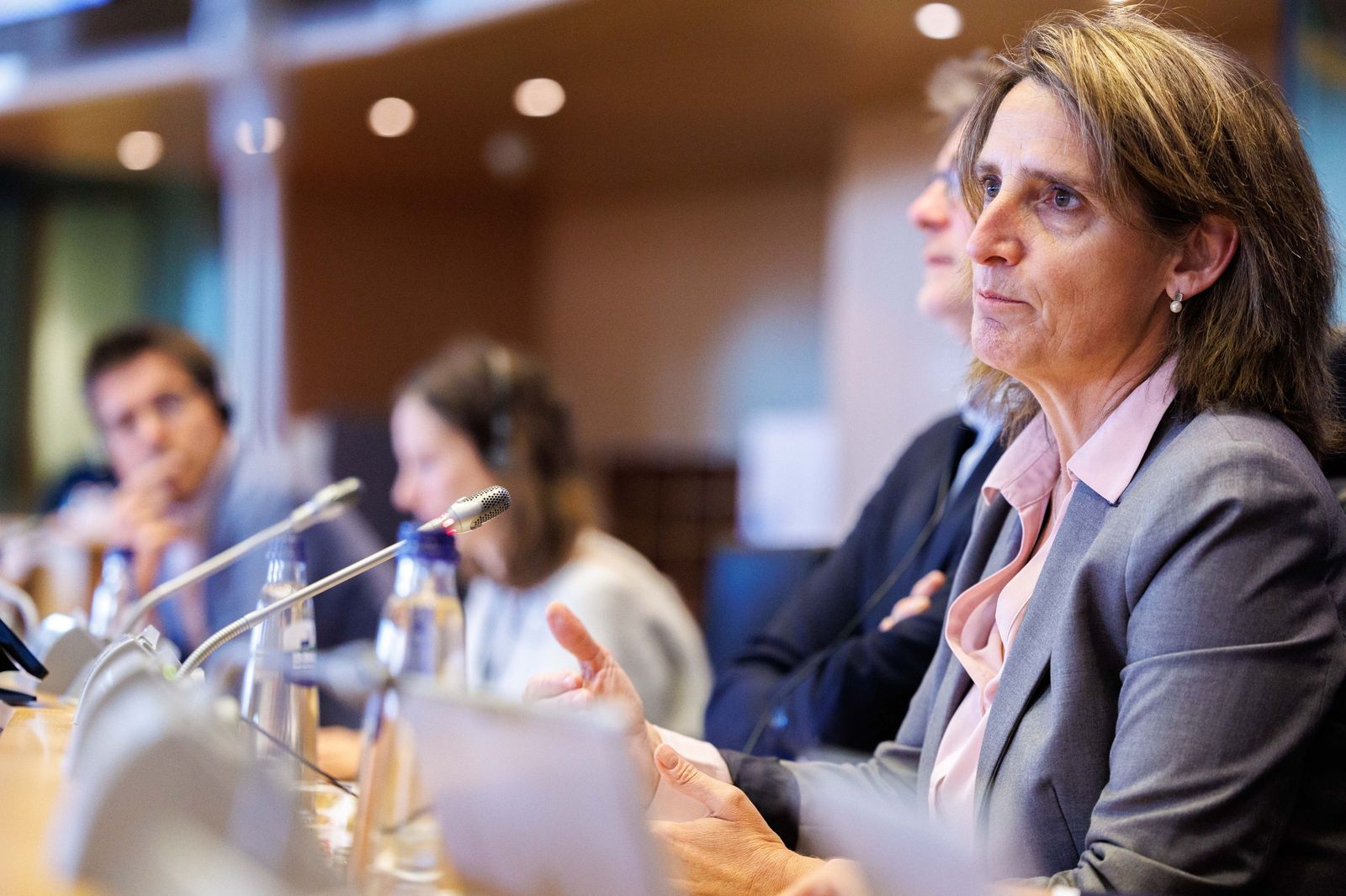 Teresa Ribera ante los responsables de Medio Ambiente en Bruselas.