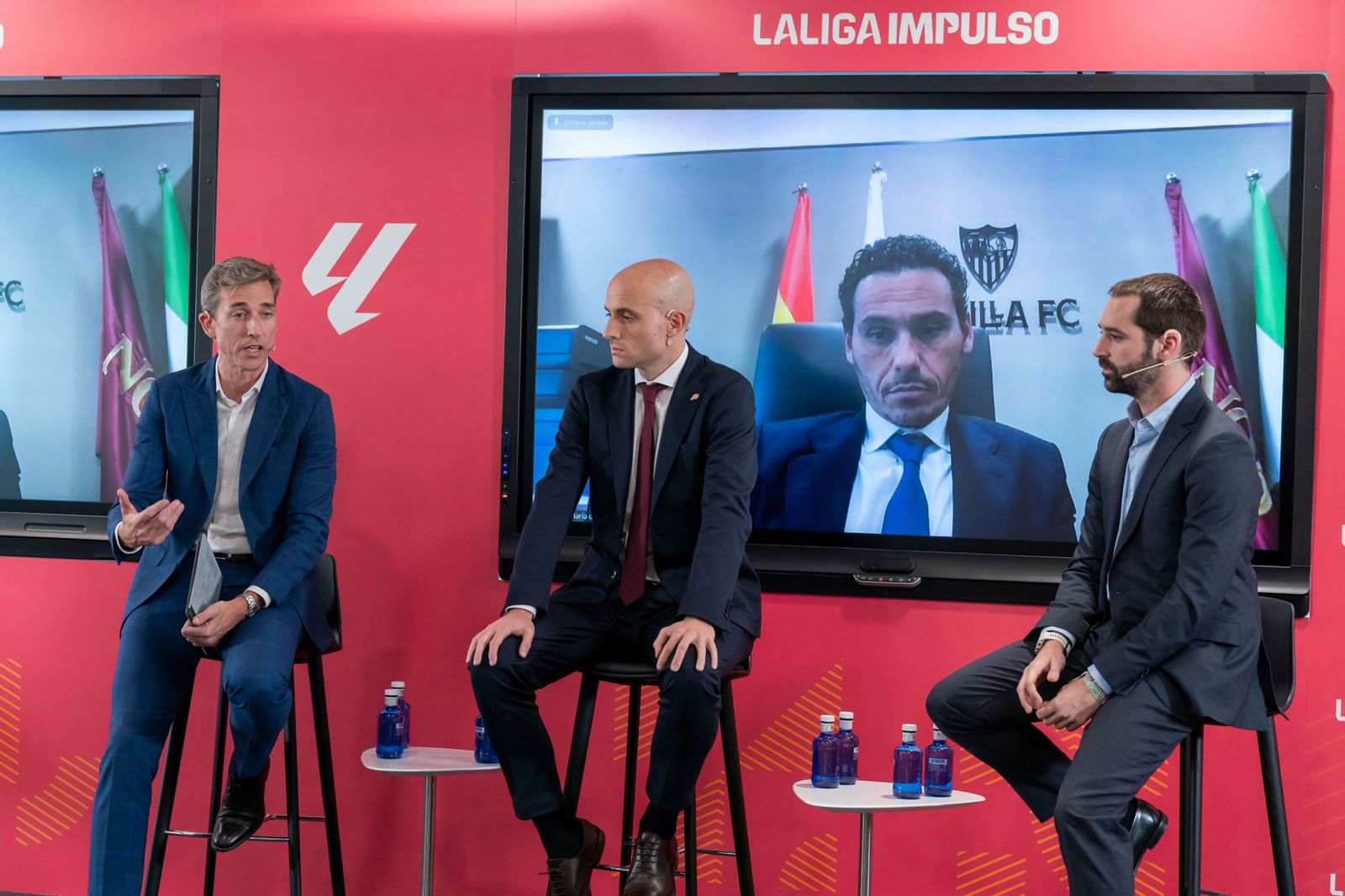 Del Nido Carrasco, en su charla telemática con Jaime Blanco (LaLiga), Alfonso Díaz (Mallorca) y David Guerra (Sporting).