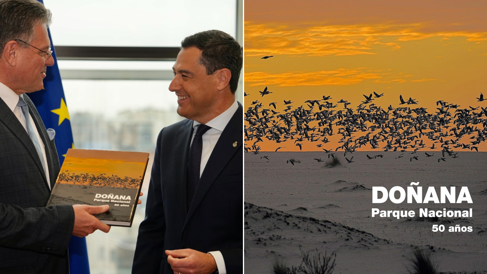 Así es el libro de Doñana que Juanma Moreno ha regalado al vicepresidente de la Comisión Europea