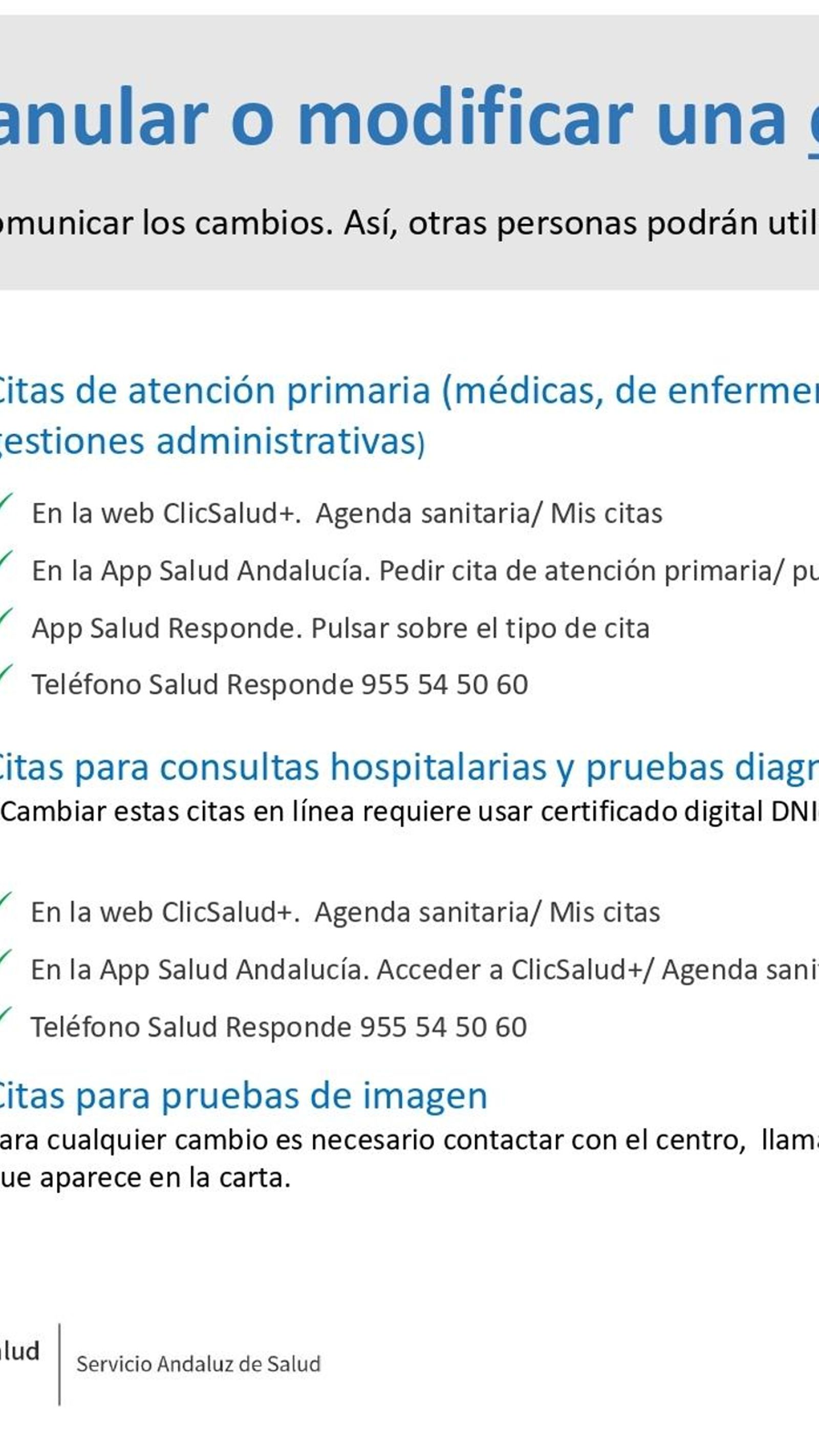Cartel de la campaña para que se anulen o cambien las citas si no se va a acudir.