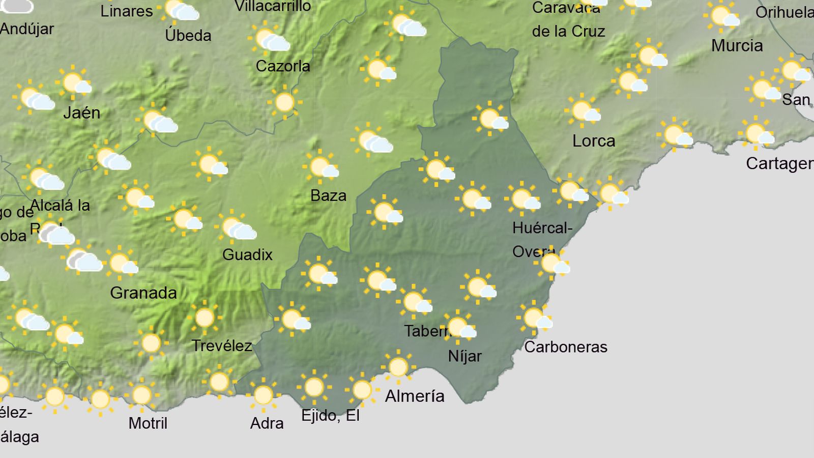 Tiempo previsto en Almería para el miércoles 1 de noviembre.