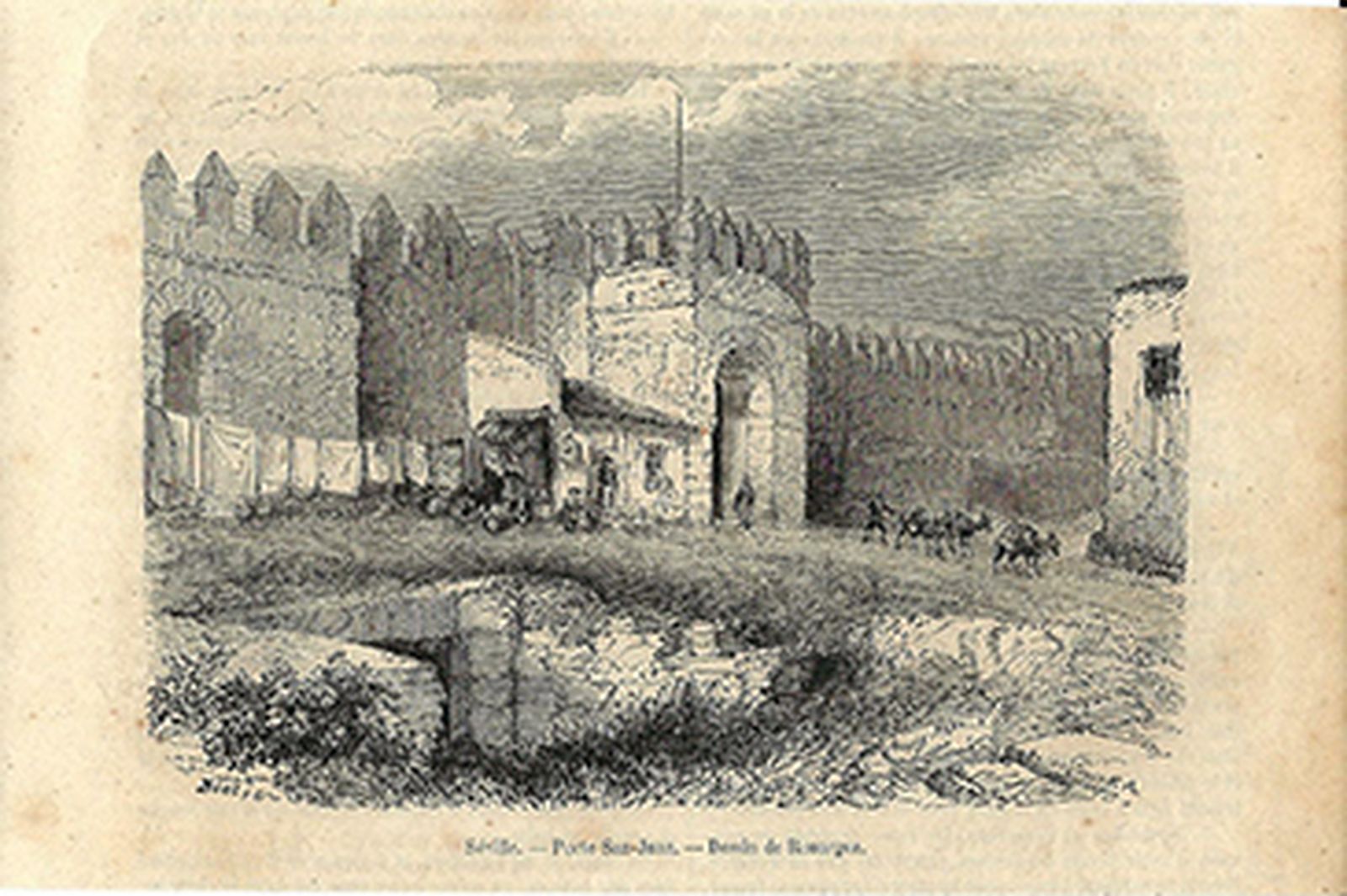 Puerta de San Juan. Xilografía de Rouargues (1859). Le Magasin Pittoresque, año 27, 1859, pág. 85.