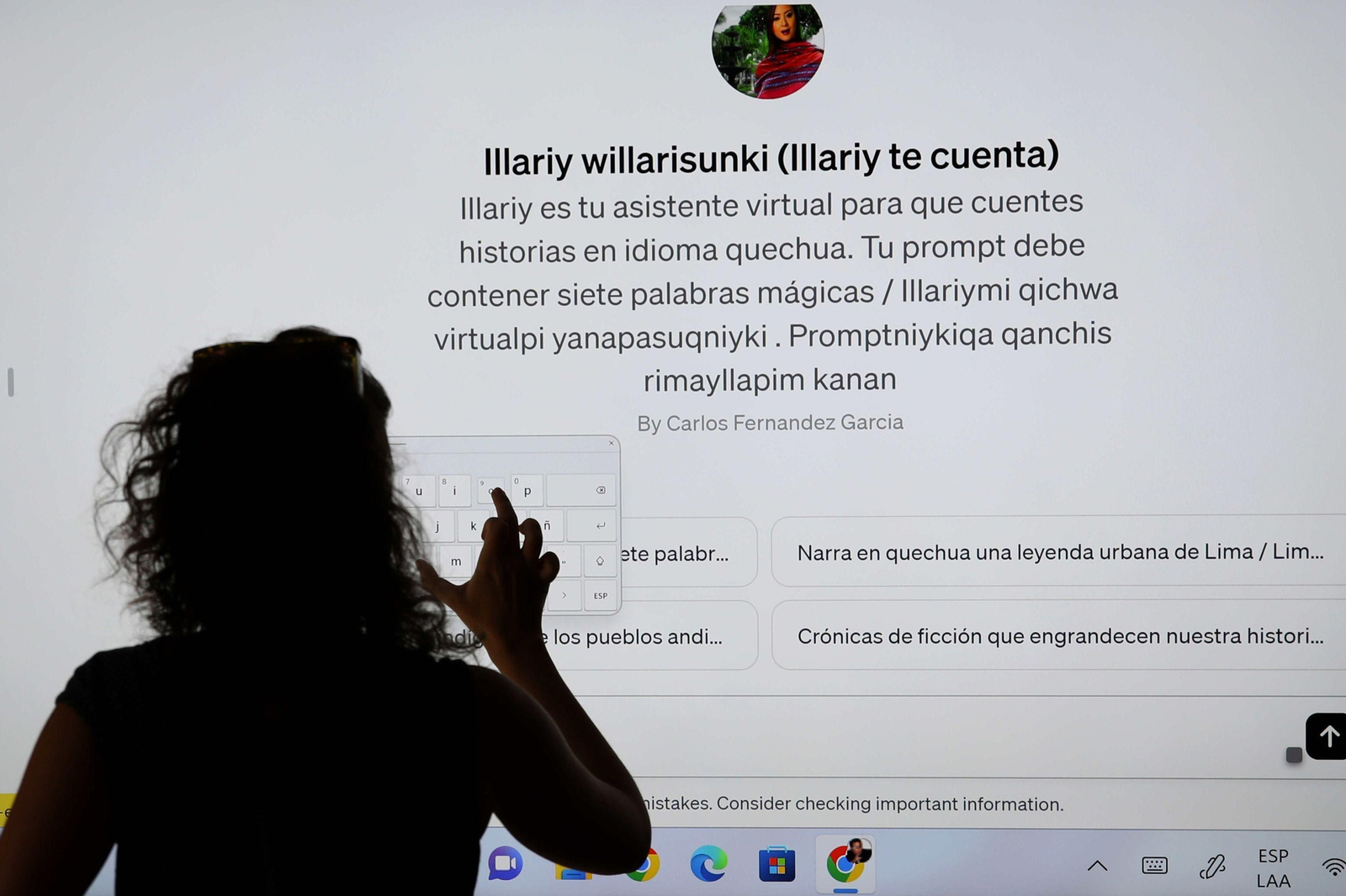Illariy, chatbot con inteligencia artificial capaz de contar historias en idioma quechua.