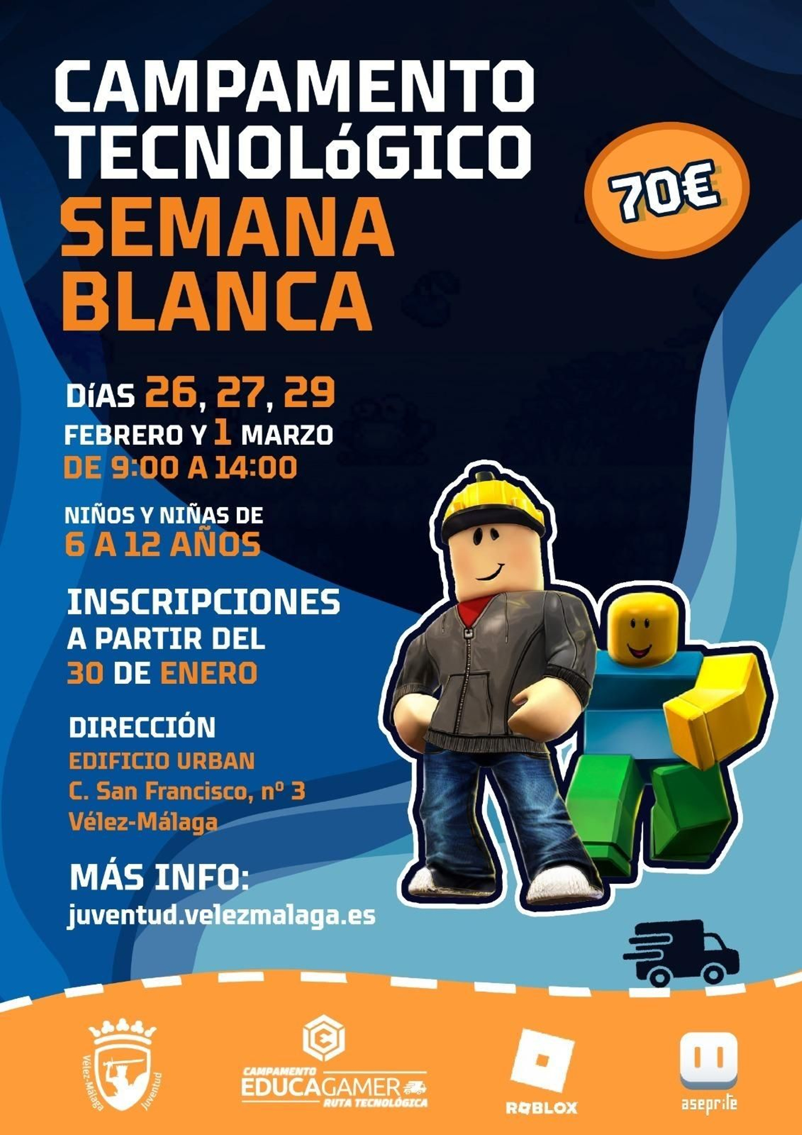 Cartel del Campamento Tecnológico de Vélez-Málaga