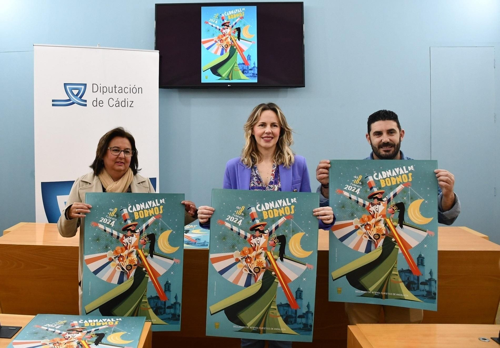 Presentación del cartel del Carnaval de Bornos, en la sede de la Diputación.