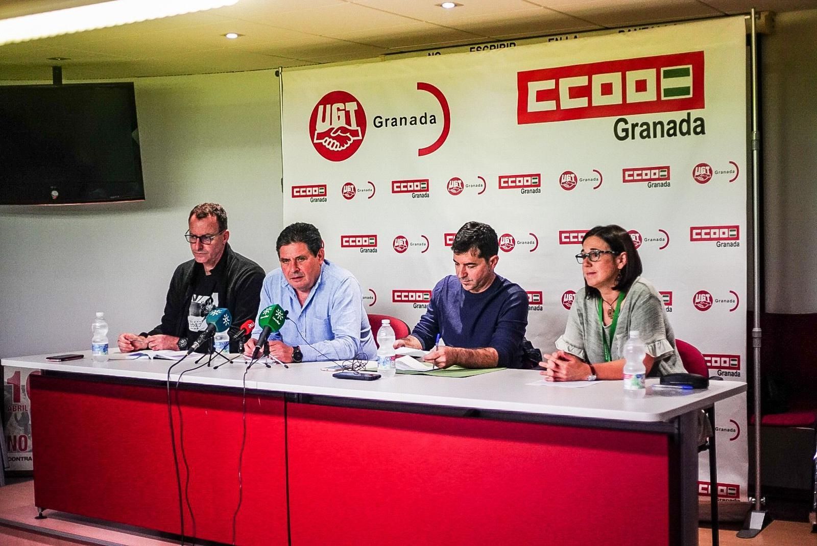 Rueda de prensa de CCOO y UGT anunciando las movilizaciones.