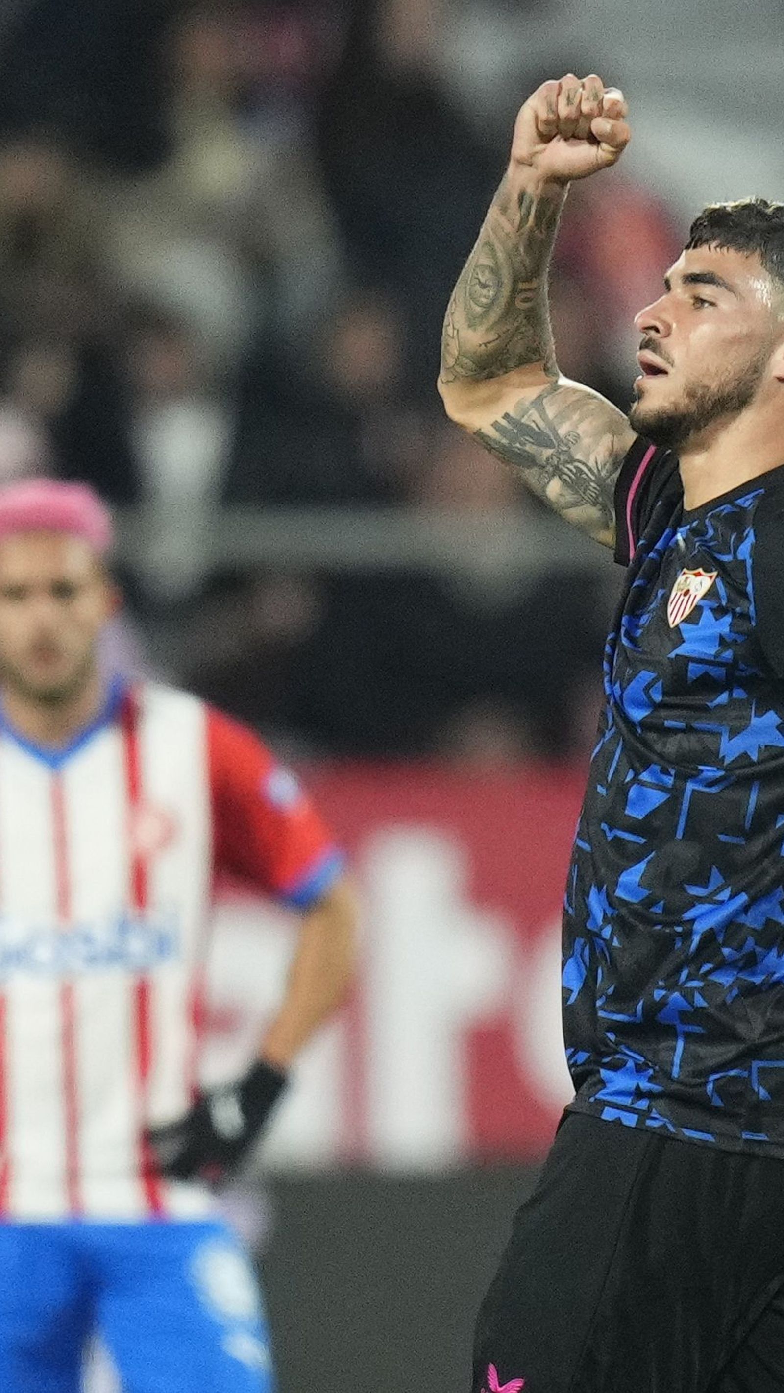Isaac celebra el gol ante el Girona.