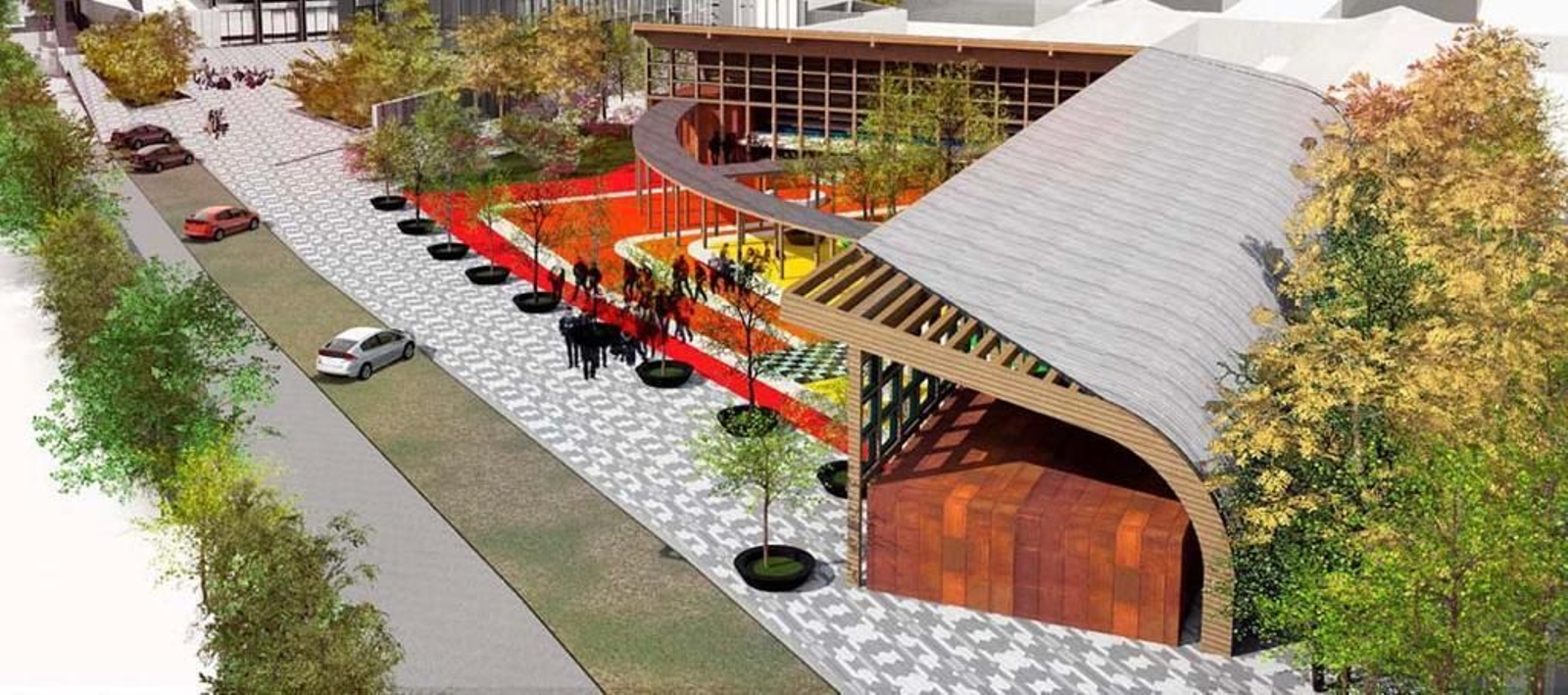 Recreación de la futura plaza de la biblioteca comarcal