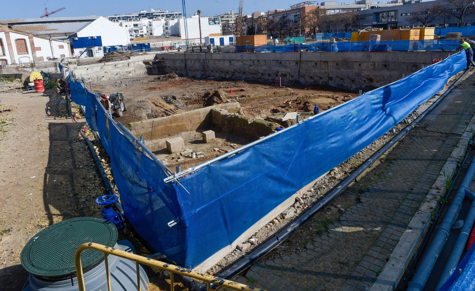 Delimitación de la parcela de San Juan Bosco donde se realizan las catas arqueológicas.