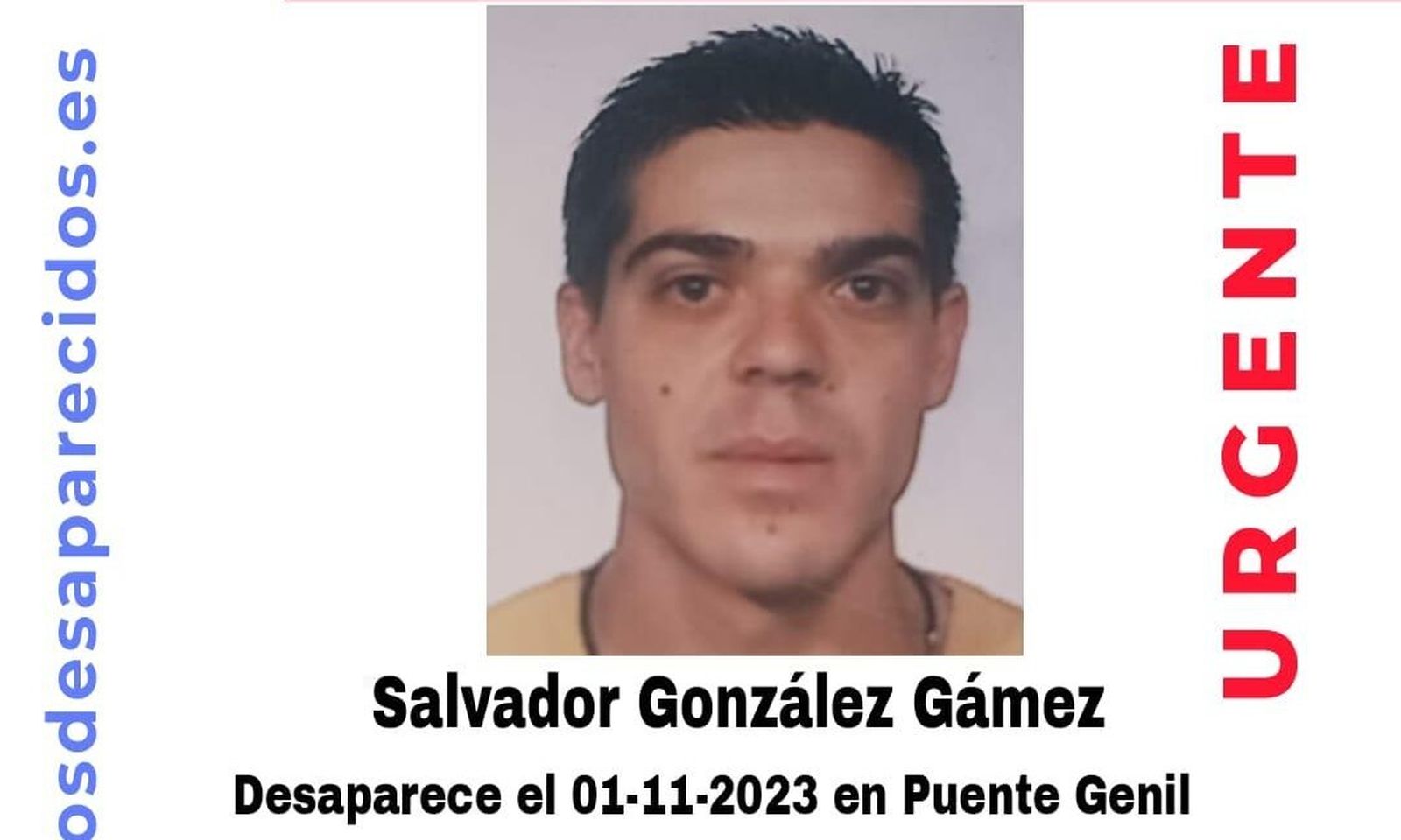 Imagen del hombre desaparecido en Puente Genil distribuida por SOS Desaparecidos.