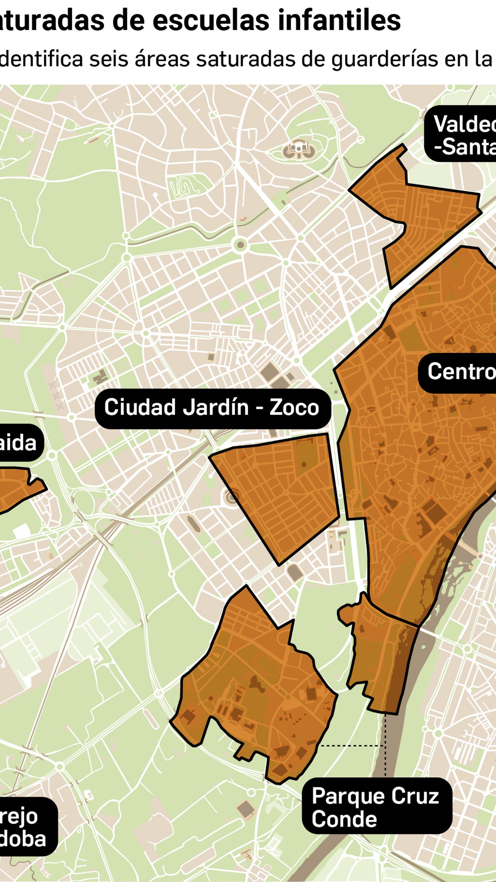 Zonas saturadas de escuelas infantiles en Córdoba capital.