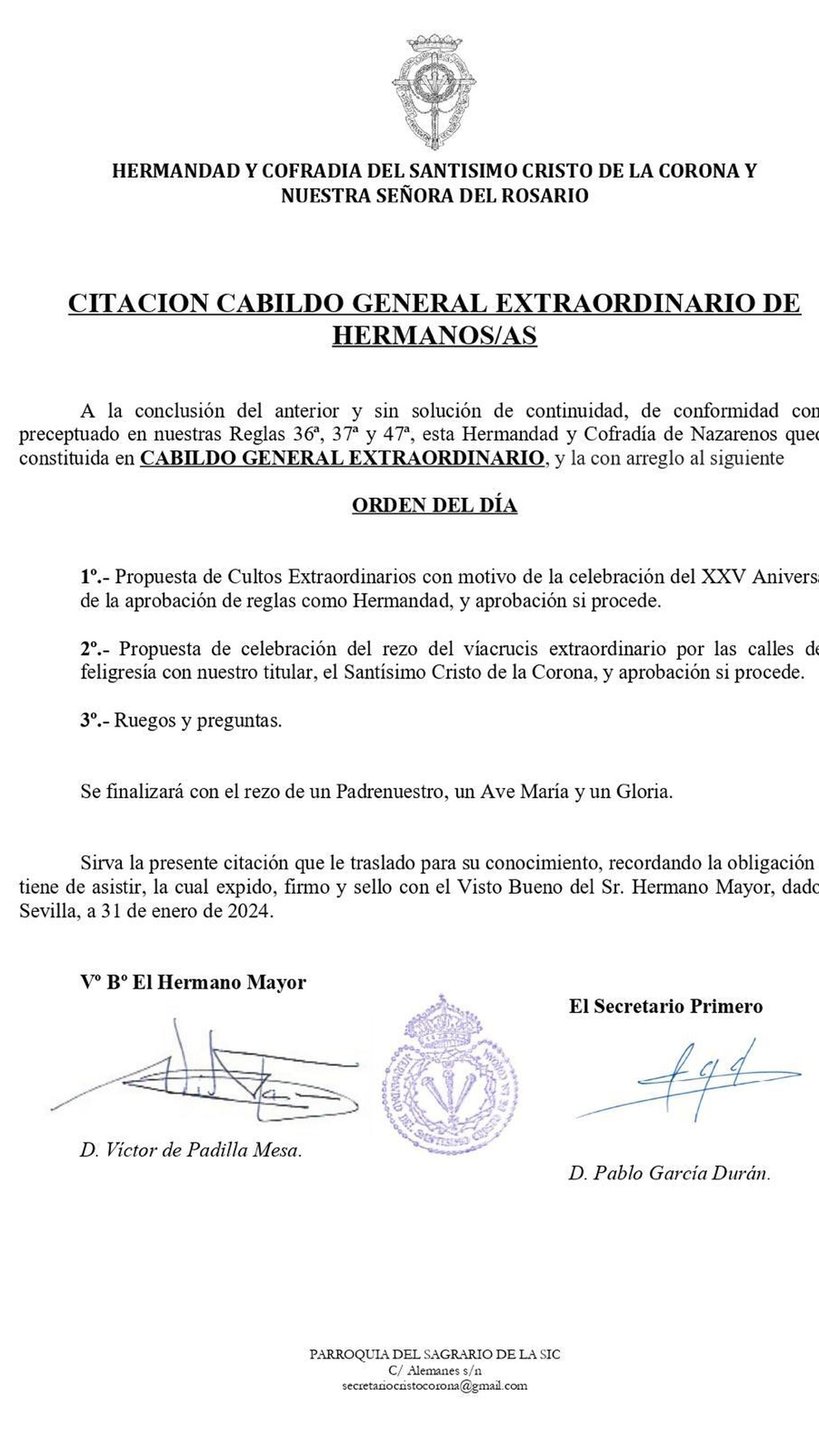 Citación de cabildo