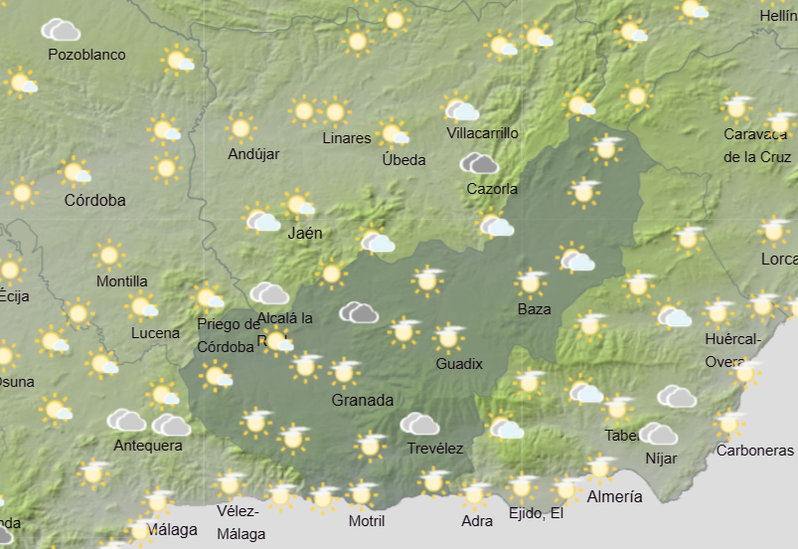 Granada activa la alerta por fuertes vientos con rachas cercanas a los 80 kilómetros por hora