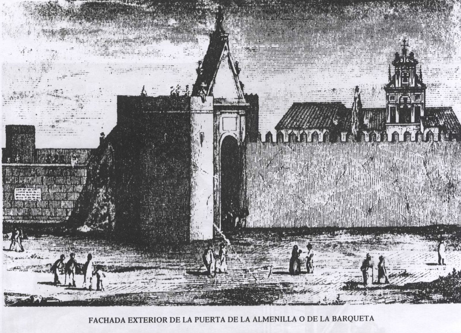 Puerta de la Barqueta. En: Tovar, B. (1878). Las Puertas de Sevilla. Sevilla: Colegio Oficial de Aparejadores y Arquitectos Técnicos de Sevilla