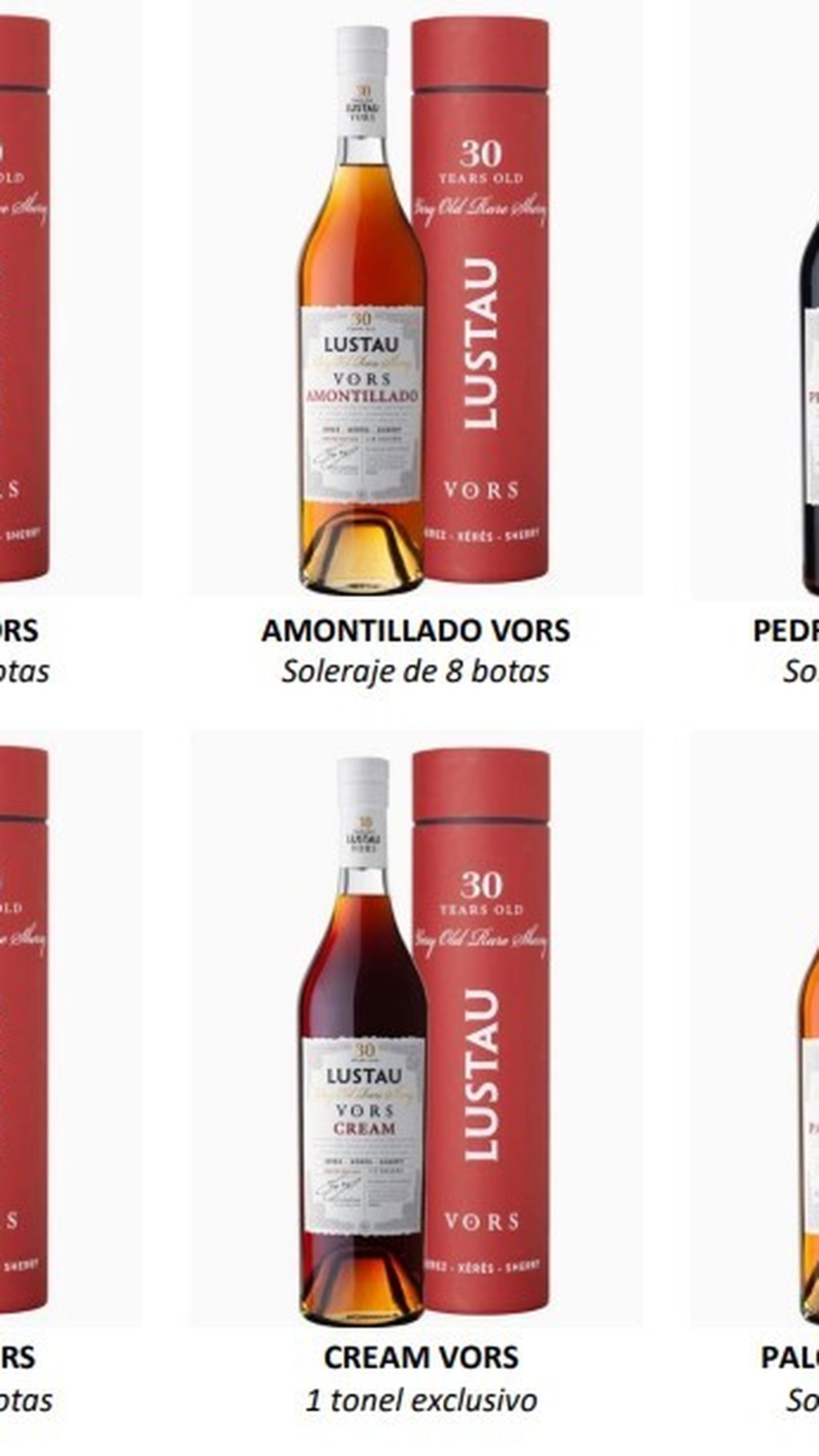 Gama de vinos VORS de Lustau.