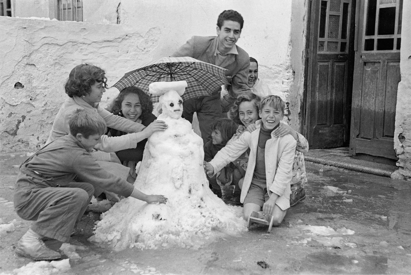 Imágenes de la gran nevada de 1954 en Málaga.