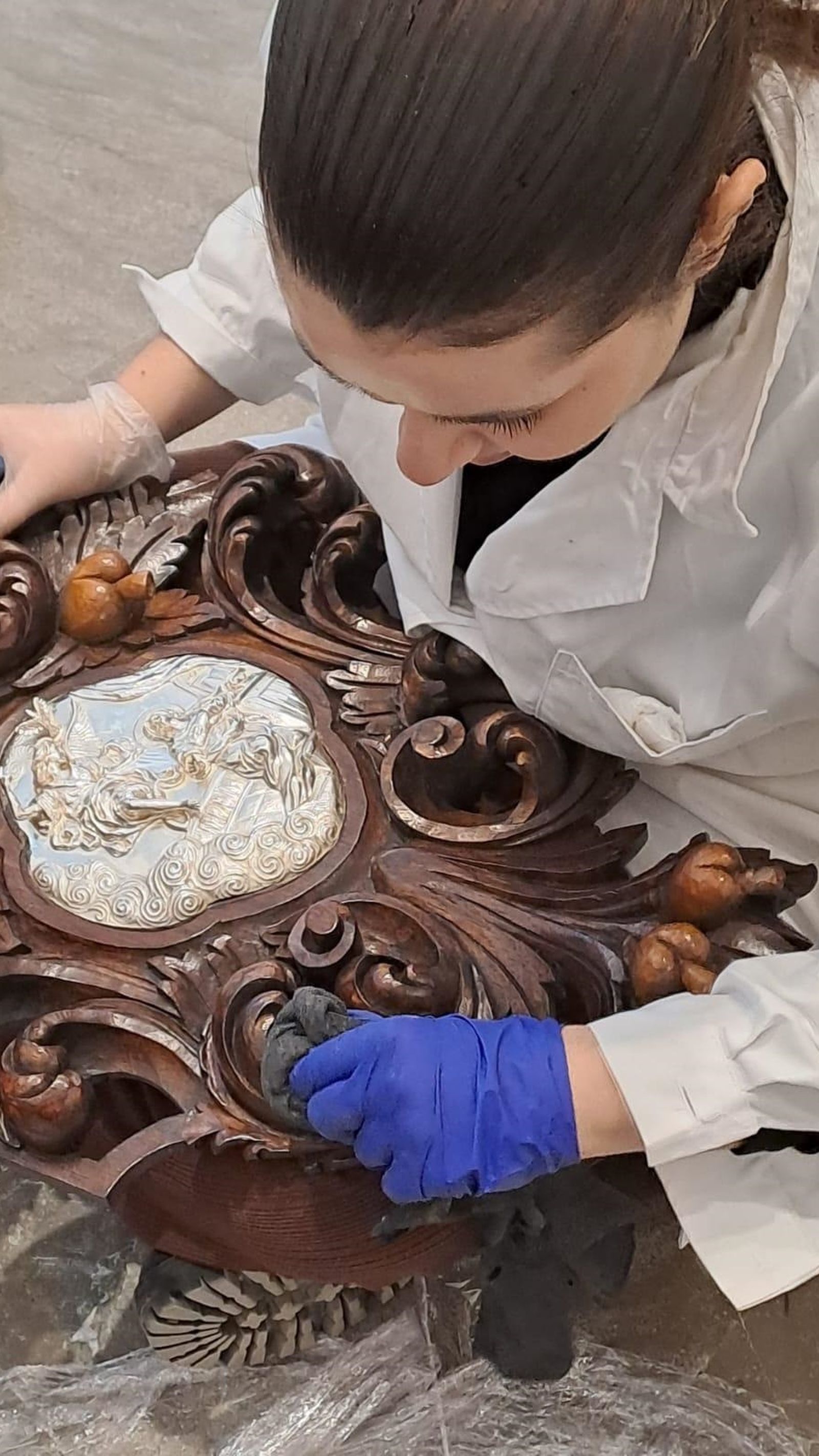 Trabajos de restauración del paso del Caído