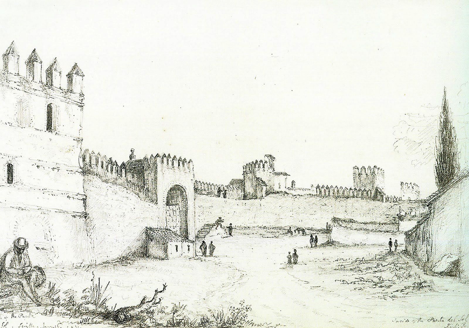 Exterior de la Puerta Nueva o de San Fernando. En: Tovar, B. (1878). Las Puertas de Sevilla. Sevilla: Colegio Oficial de Aparejadores y Arquitectos Técnicos de Sevilla.