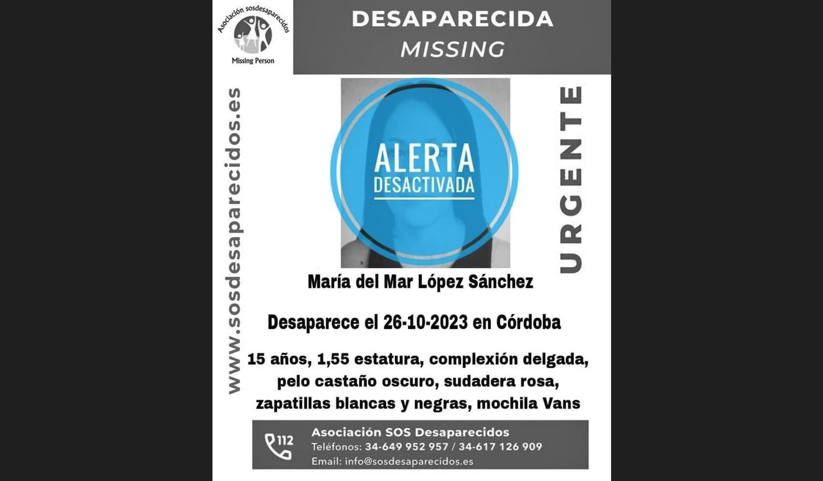 Cartel con el aviso de búsqueda desactivado.