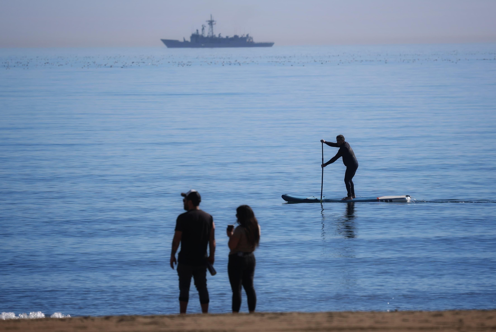 Ambiene en las playas de Málaga en la recta final de enero.
