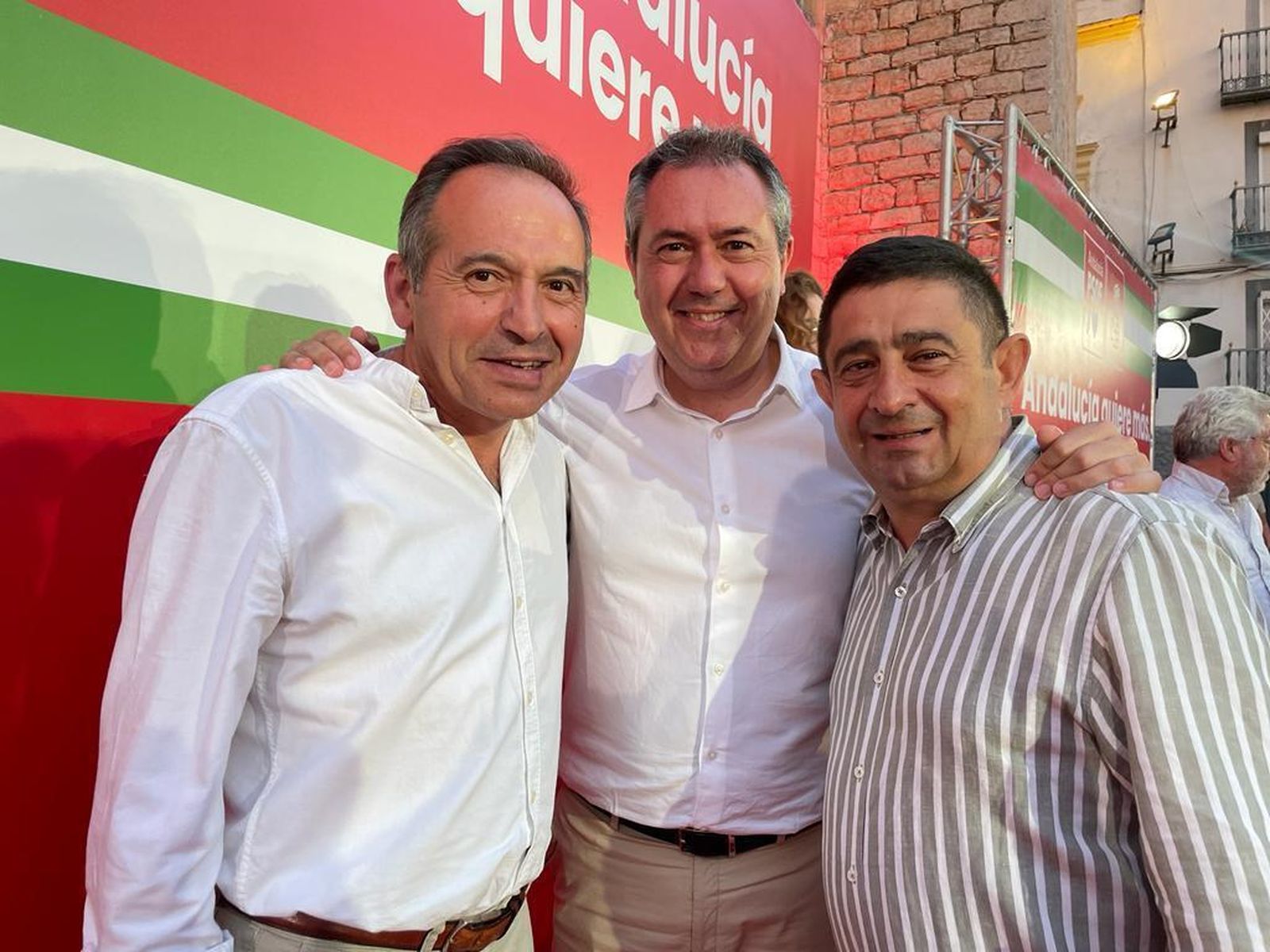 Jacinto Viedma, Juan Espadas y Francisco Reyes, en la campaña de últimas elecciones autonómicas.