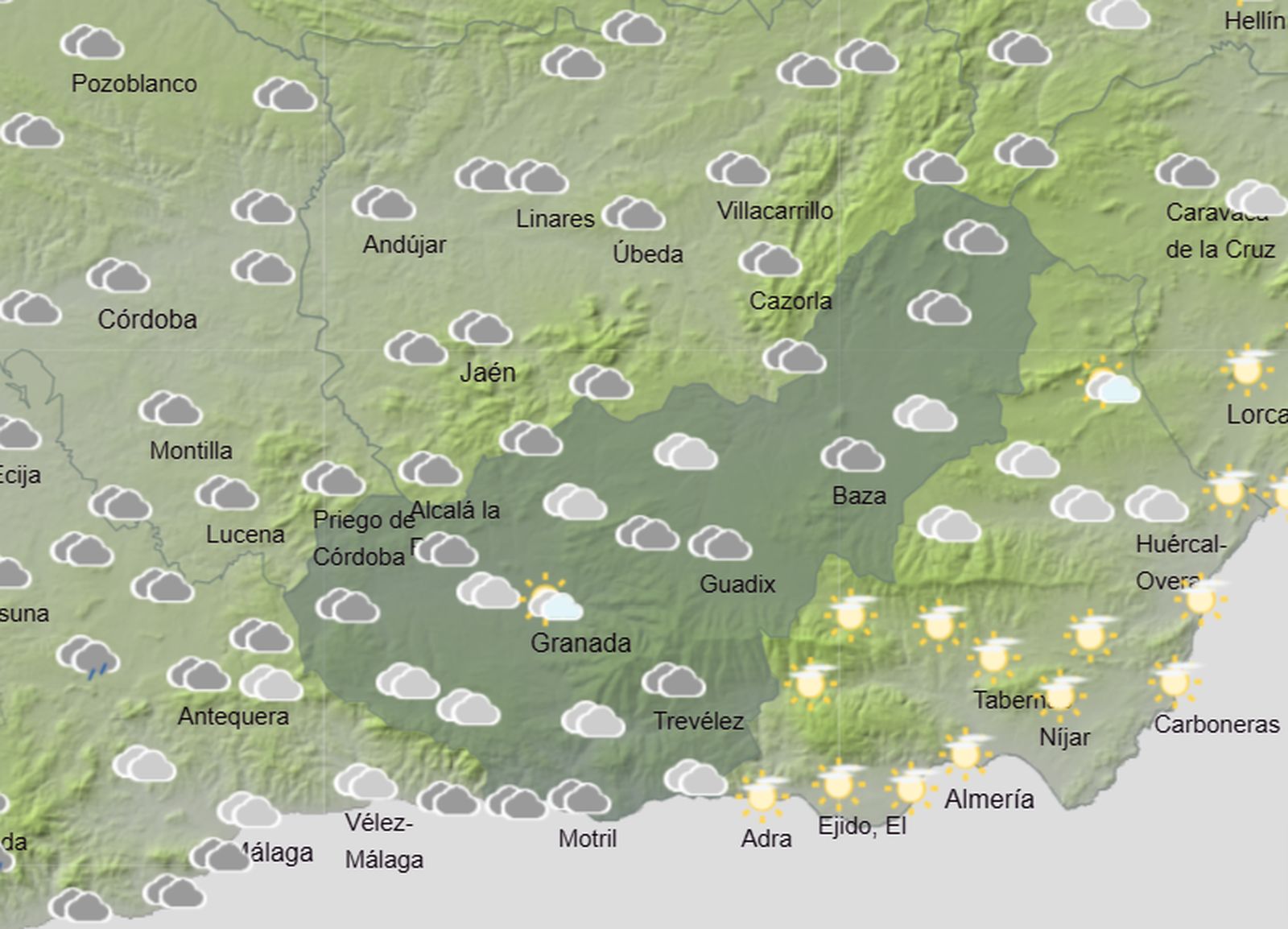 La provincia de Granada baja de los 10 grados durante este martes