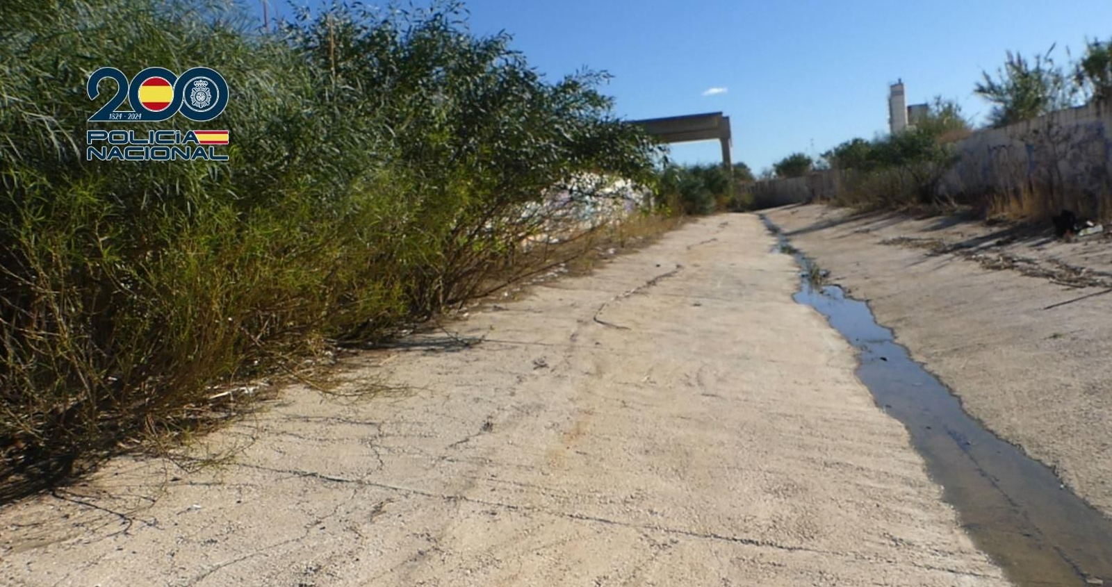 Arroyo en el que fue hallado el cadáver de la mujer desaparecida.