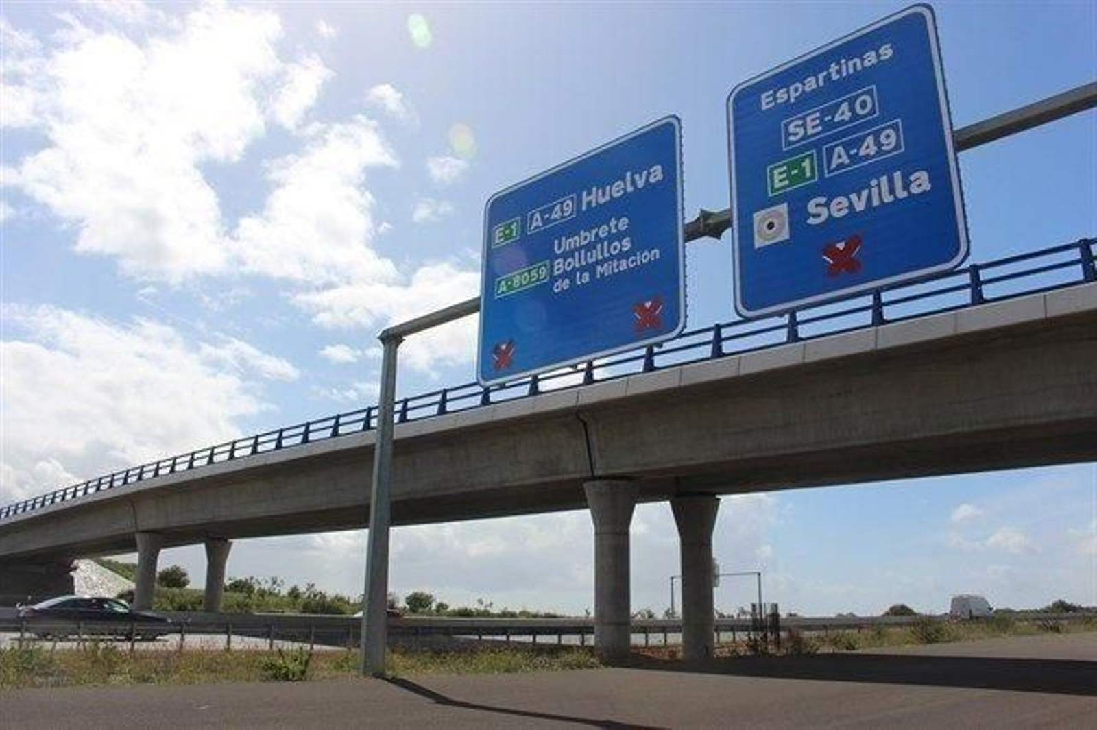 Señalización de los tramos cortados de la SE-40