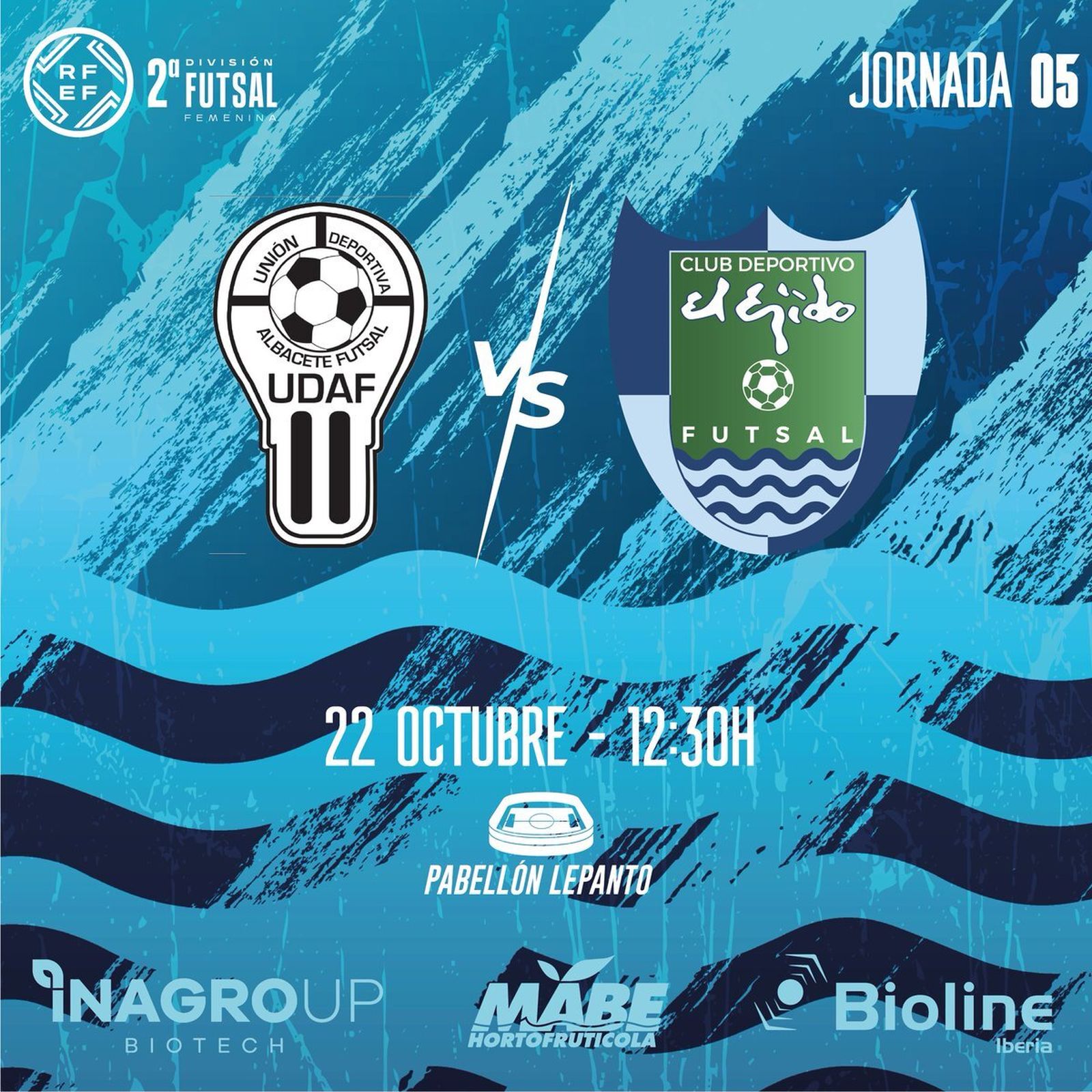 Cartel con el que El Ejido Futsal anuncia su visita a UDAF Afanion de Albacete de este domingo.