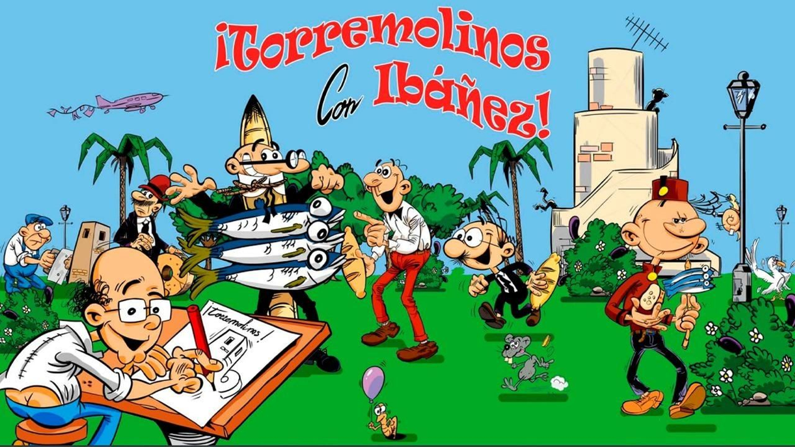 Tematización de Mortadelo y Filemón en el parque La Batería de Torremolinos.
